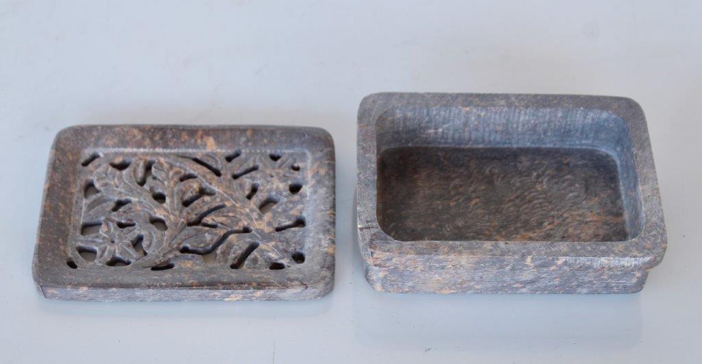 Grey Soap Stone Cutout Soap Dish